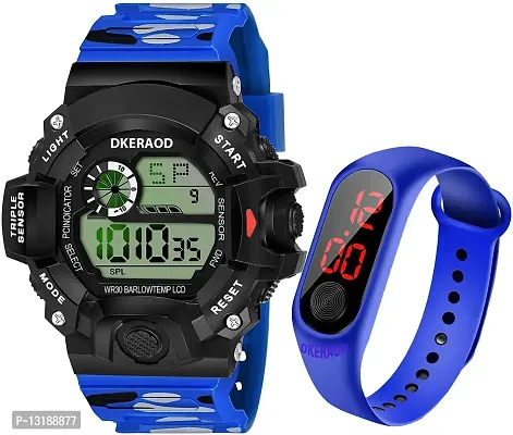 DKEROAD Digital Silicone Blue Strap Watch for Boys | Sports | - Model39