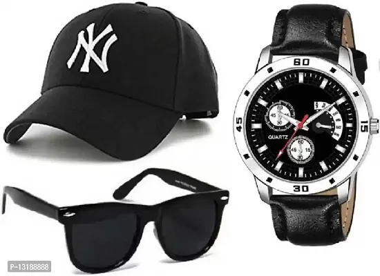DKEROAD Analog Genuine Leather Black Strap Watch for Boys | Formal-Party-Wedding-Casual | - Model150