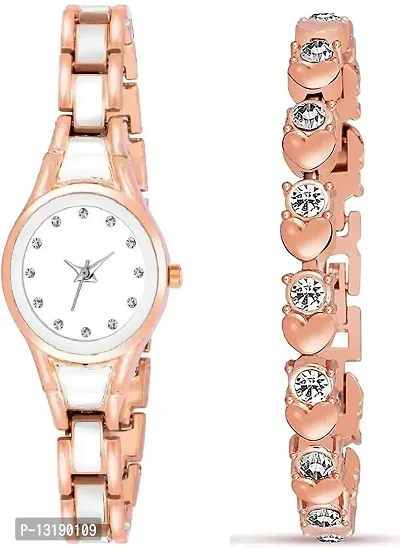 DKEROAD Analog Metal Rose Gold Strap Watch for Girls | Party-Wedding-Casual-Formal | - Model540-thumb3