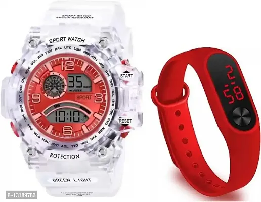 DKEROAD Digital Silicone Red Strap Watch for Boys | Casual-Party-Wedding-Formal-Sports | - Model205