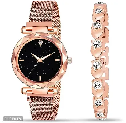 DKEROAD Analog Metal Rose Gold Strap Watch for Girls | Casual-Party-Wedding | - Model495-thumb0