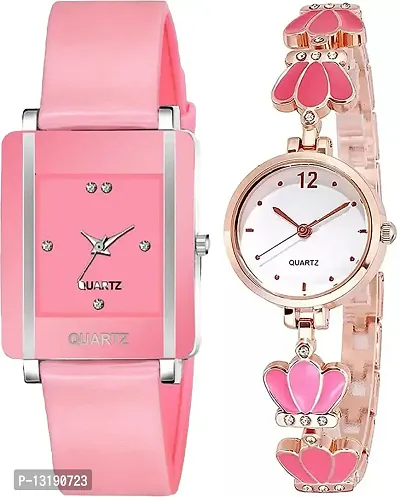 DKEROAD Analog Silicone-Stainless Steel Pink Strap Watch for Girls | Casual-Party-Wedding-Formal | - Model293