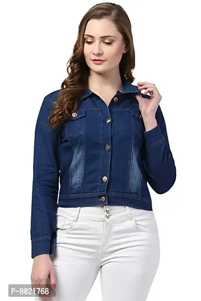Classic Denim Solid Jacket for Women