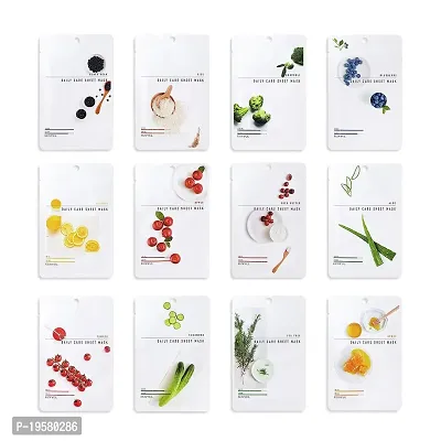 [Pack of 12] EUNYUL Daily Care Facial Sheet Mask Pack (4types x 3pcs) Vitamin  Tomato  Apple  Broccoli for Moisturizing Korean Skincare