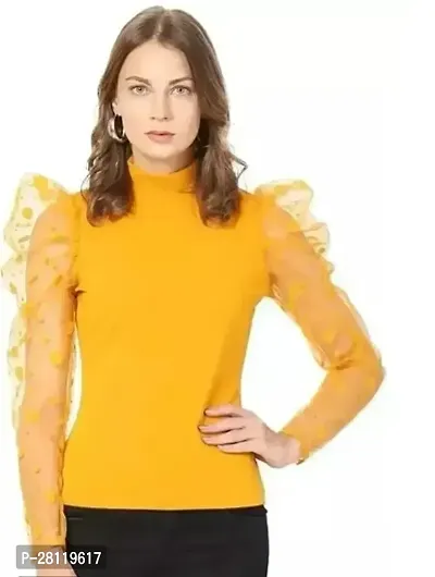 Beautiful Yellow Lycra Top For Women-thumb0