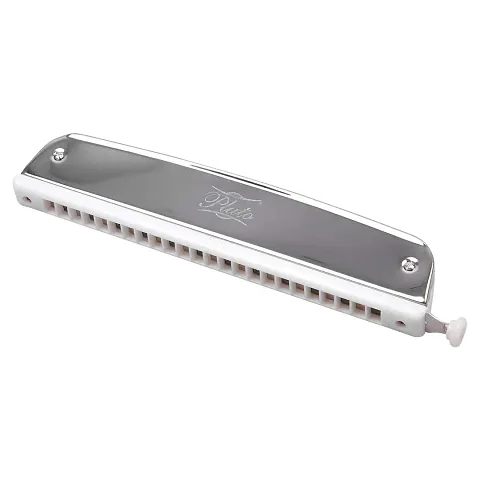 Pluto Chromatic Harmonica 24 Holes, 48 Notes Mouth Organ Key-C Scale Change  (Silver)