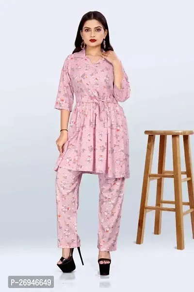 Reliable Printed Rayon Short Kurta with Pant Set For Women