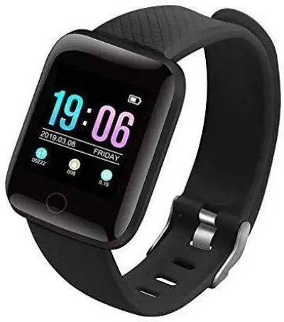 ID116 Plus Smart Bracelet Fitness Tracker Color Screen Smartwatch Heart Rate Blood Pressure Pedometer Sleep Monitor (Black)