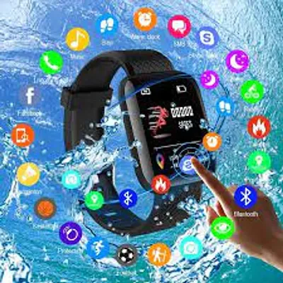Id116 Pro Heart Rate Sleep Tracker Smart Watch Black Pack Of 1 Smartwatch Black Strap Free-thumb0