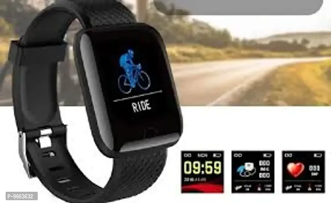 Id116 Plus Bluetooth Fitness Smart Watch For Men Women And Kids Activity Tracker Black