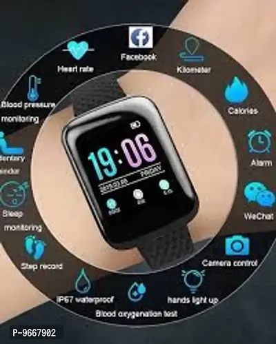 Latest ID116 wrist fit Watch Smartwatch  (Black Strap, free size)-thumb0