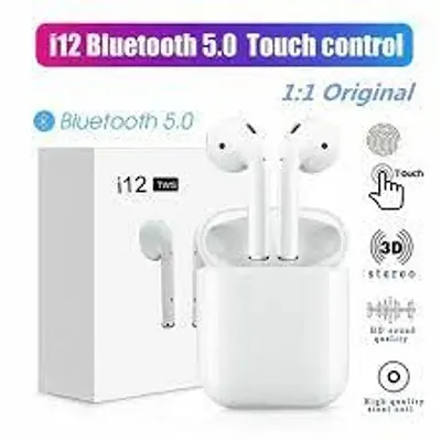I12 Tws Wireless Stereo Earphones Bluetooth Headphones Airpods Bluetooth Headset White In The Ear Compatible With Xiaomi Lenovo Apple Oneplus Redmi Mi Mivi Dizo Samsung Sony Gionee Oppo