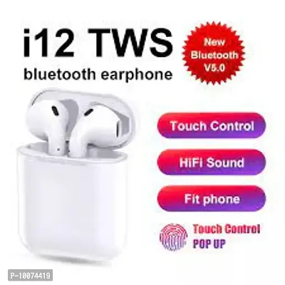 I12 Tws Twins Noise Cancellation Earbuds Bluetooth Headset Clrb200 Bluetooth Headset White True Wireless Compatible With Xiaomi Lenovo Apple Oneplus Redmi Mi Mivi Dizo Samsung Sony Gion-thumb0
