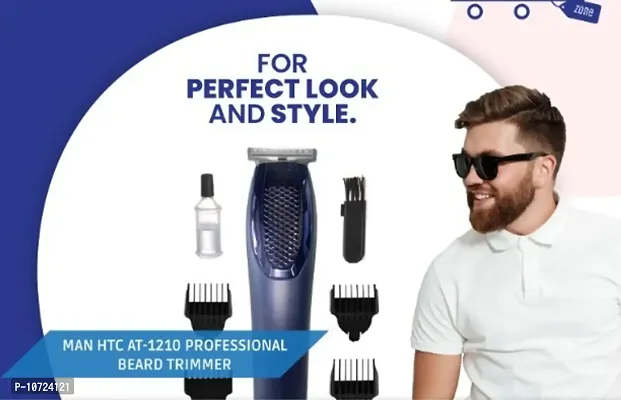 HTC-AT-1210 Rechargeable Hair Beard Trimmer With 4 Hair Clipper Runtime: 45 min Trimmer for Men  Women (Blue)