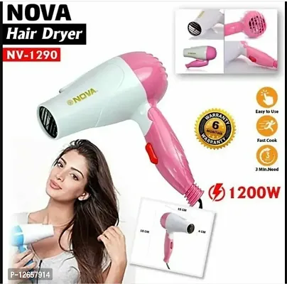 Nova 1290 Professional Electric Foldable Hair Dryer With 2 Speed Control 1000 Watt hair dryer Hair Dryer (1000 W, Blue)-thumb0