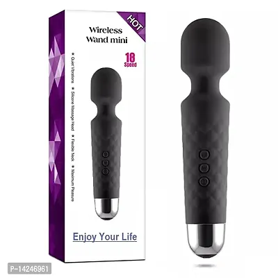 Personal Body Massager | Battery Powered Waterproof  Rechargeable | Cordless Handheld Wand 20 Vibration Modes  8 Speed Patterns Perfect for Pain Relief Massage for Women's Black-thumb0