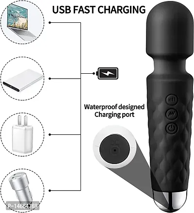 Battery Powered Waterproof Rechargeable Personal Body Massager for Women, Cordless Handheld Wand Vibrate Machine, 20 Vibration Modes  8 Speed Patterns, Perfect for Pain Relief Massage