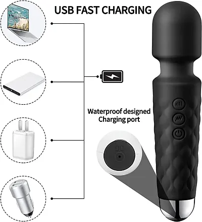 Battery Powered Waterproof Rechargeable Personal Body Massager for Women, Cordless Handheld Wand Vibrate Machine, 20 Vibration Modes  8 Speed Patterns, Perfect for Pain Relief Massage