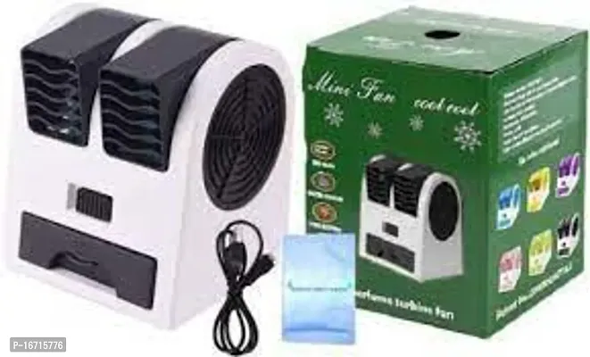 Mini AC USB Battery Operated Air Conditioner Mini Water Air Cooler Cooling Fan Blade Less Duel Blower with Ice Chamber Perfect for Desk,Office,Study,Library,Room,Home,car,Outdoo-thumb0