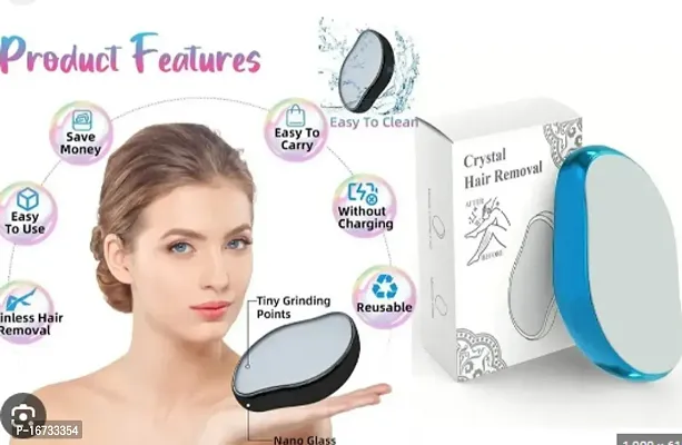Crystal Hair Eraser for Women  Men, Magic Crystal Hair Remover Painless Exfoliation Hair Removal Tool for Arms Legs Back, Washable Crystal Epilator Without Shaving for Smooth Skin Gifts,Blue-thumb3