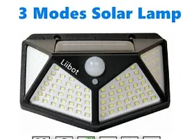 100 LED Solar Security Lightfor Garden, Outdoor, Deck Garage Lamp with Motion Sensor Solar Waterproof Wall Light Solar Powered Light with 3 Modes-thumb1