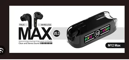 M12 MAX Earbuds 13mm HD Dynamic Driver,Touch Control,Transparent Digital Display Bluetooth Headset  (LEMON GREEN, True Wireless)-thumb2