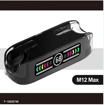 M12 MAX Earbuds 13mm HD Dynamic Driver,Touch Control,Transparent Digital Display Bluetooth Headset  (Orange, True Wireless)-thumb0