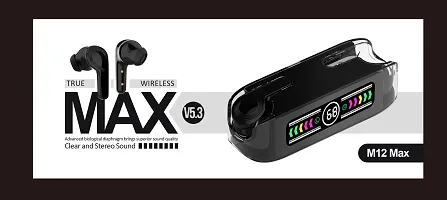 M12 MAX Earbuds 13mm HD Dynamic Driver,Touch Control,Transparent Digital Display Bluetooth Headset  (Orange, True Wireless)-thumb2