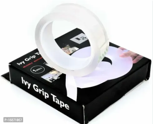 Tape Heavy Duty - (2mm - 3m - Roll 1) Transparent Strong Washable Reusable Anti Slip Nano Tape