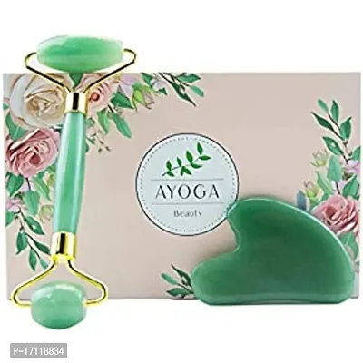jade roller for face massager women with gua sha tool jade roller eyes Neck Foot,gausha stone wrinkle remover roller massager flawish stone brighten the skin-thumb0