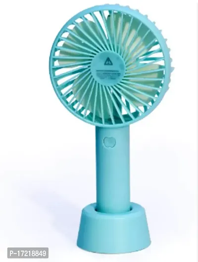 Fan USB Rechargeable Built-in Battery Operated Summer Cooling Desktop Fan with Standing Holder Handy Base Home Office Outdoor Travel, Multicolor (USB Handy Fan)   pack of 1-thumb2