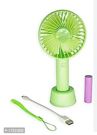 Fan USB Rechargeable Built-in Battery Operated Summer Cooling Desktop Fan with Standing Holder Handy Base Home Office Outdoor Travel, Multicolor (USB Handy Fan-thumb3