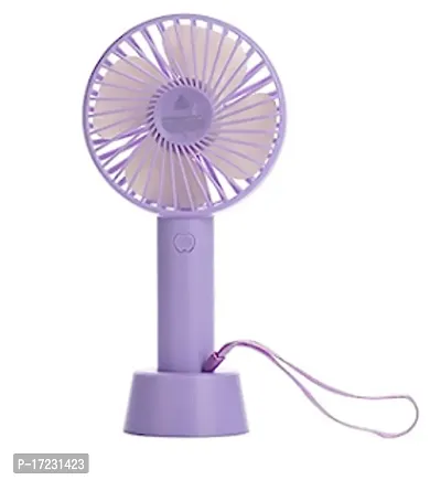 Fan USB Rechargeable Built-in Battery Operated Summer Cooling Desktop Fan with Standing Holder Handy Base Home Office Outdoor Travel, Multicolor (USB Handy Fan