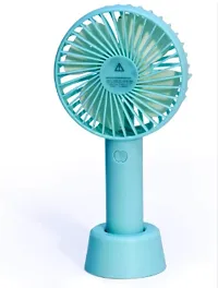 Fan USB Rechargeable Built-in Battery Operated Summer Cooling Desktop Fan with Standing Holder Handy Base Home Office Outdoor Travel, Multicolor (USB Handy Fan-thumb1