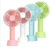 Fan USB Rechargeable Built-in Battery Operated Summer Cooling Desktop Fan with Standing Holder Handy Base Home Office Outdoor Travel, Multicolor (USB Handy Fan-thumb2