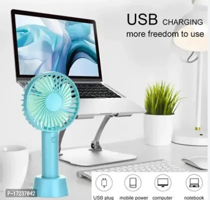 Mini Portable USB Hand Fan Built-in Rechargeable Battery Operated Summer Cooling Table Fan with Standing Holder Handy Base For Home Office Indoor Outdoor Travel (Assorted-thumb3