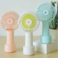 Mini Portable USB Hand Fan Built-in Rechargeable Battery Operated Summer Cooling Table Fan with Standing Holder Handy Base For Home Office Indoor Outdoor Travel (Assorted-thumb1