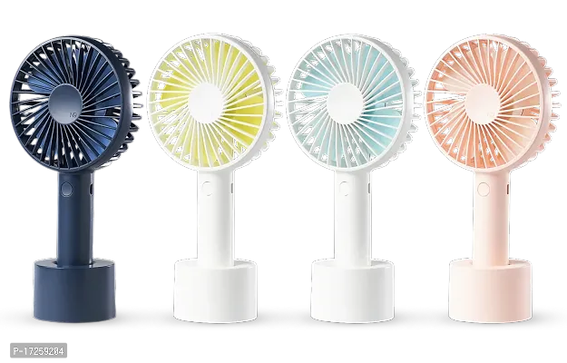 Mini Portable USB Hand Fan Built-in Rechargeable Battery Operated Summer Cooling Table Fan with Standing Holder Handy Base For Home Office Indoor Outdoor Travel (Assorted-thumb3