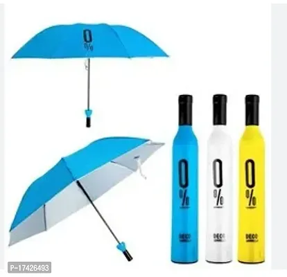 Bottle Shape Mini Compact Foldable Umbrella with Plastic Case Umbrella Umbrella  (Purple, Pink, Yellow, Black, Blue)-thumb0