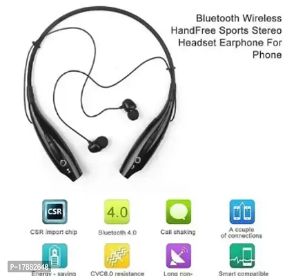 HBS-730 Neckband Bluetooth Headphones Wireless Sport Stereo Headsets Handsfree with Microphone for Android, iOS Devices (Black)-thumb3