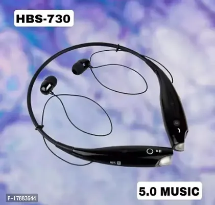 HBS 730 Wireless Bluetooth Neckband in-Ear Headphone Stereo Headset with Vibration Alert for All Smartphones - Black-thumb0