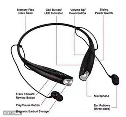 HBS 730 Wireless Bluetooth Neckband in-Ear Headphone Stereo Headset with Vibration Alert for All Smartphones - Black-thumb3