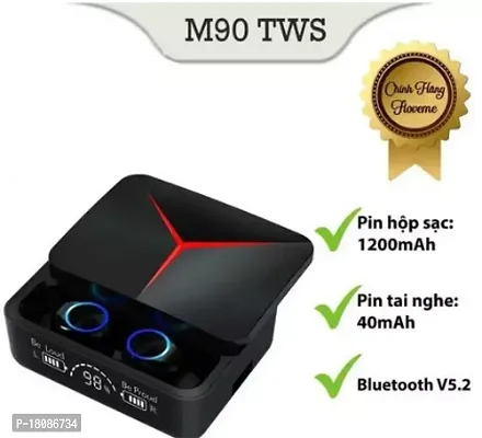 TWS M90 LED Charging Indicator Bluetooth Gaming Headset Upto 48 Hrs Playback K2 Bluetooth Headset  (Black, True Wireless)-thumb2