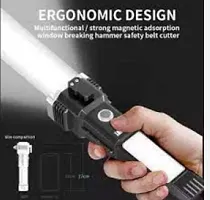 Rechargeable Torch Flashlight Long Distance Beam Range / Car Rescue Torch With Hammer / Window Glass And Seat Belt Cutter / Built In Mobile Usb Fast Charger Power Bank-thumb1