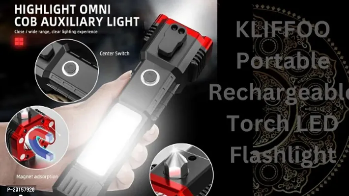 Rechargeable Torch Flashlight,Long Distance Beam Range Car Rescue Torch with Hammer Window Glass and Seat Belt Cutter Built in Mobile USB CHARGAR-thumb0