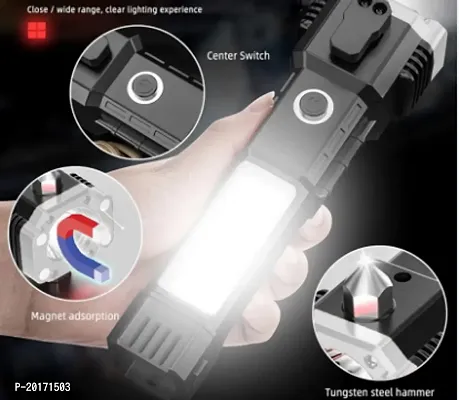 3W Rechargeable Torch Led Flashlight Long Distance Range Hammer Strong Magnets Torch-thumb2