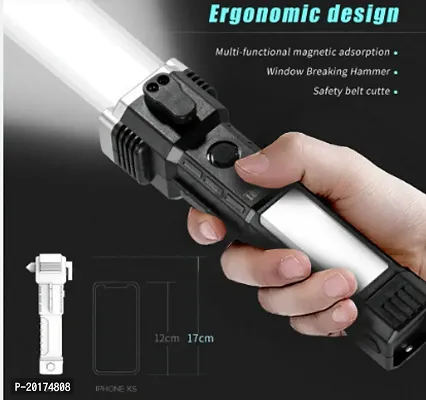 3W Rechargeable Torch LED Flashlight Long Distance Range, Hammer Strong Magnets Torch-thumb0