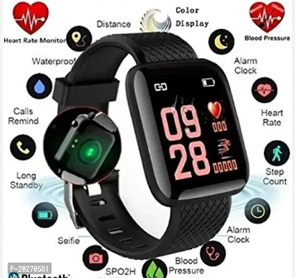 ID116 Plus Smart Bracelet Fitness Tracker Color Screen Smartwatch Heart Rate Blood Pressure Pedometer Sleep Monitor (Black)-thumb2
