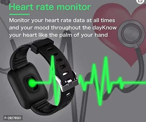 ID116 Plus Smart Bracelet Fitness Tracker Color Screen Smartwatch Heart Rate Blood Pressure Pedometer Sleep Monitor (Black)-thumb3