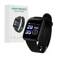 ID116 Plus Bluetooth Fitness Smart Watch for Men Women and Kids Activity Tracker (Black)-thumb1